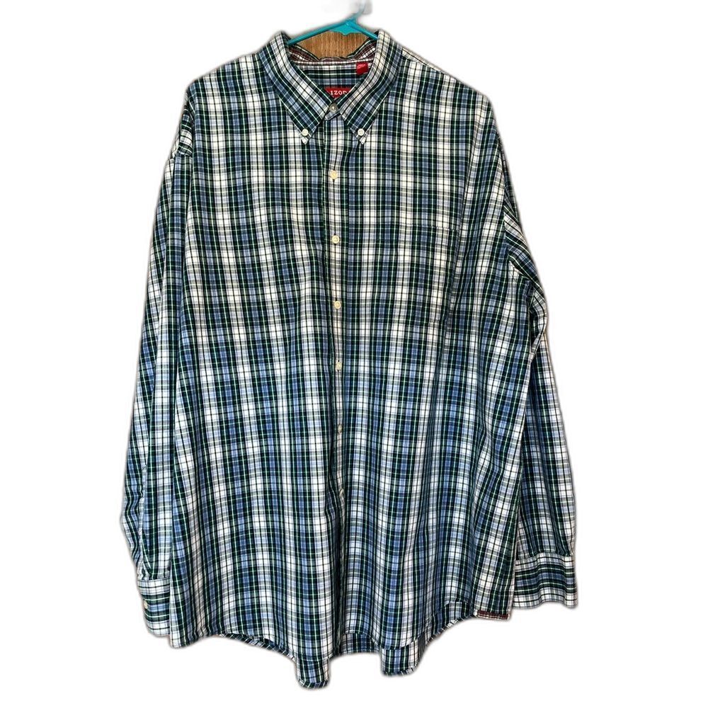 Men's IZOD, XXL/TTG Heritage Tartan Long Sleeve Button Down Shirt